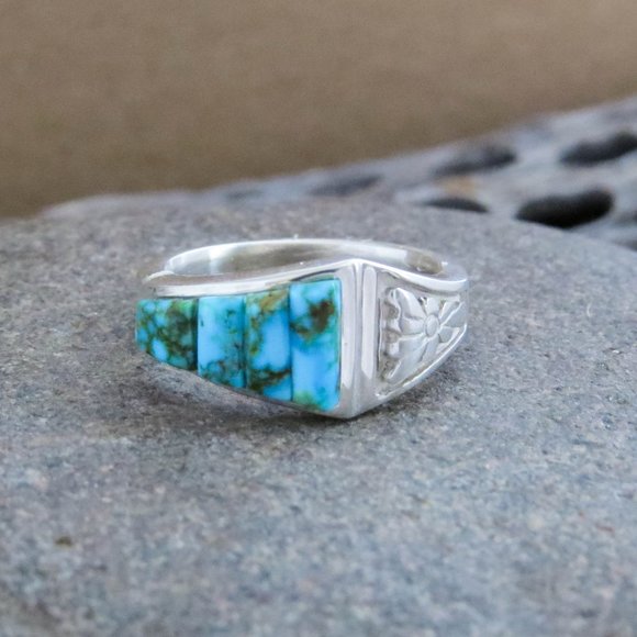 Native American Cobblestone Turquoise and Sterling Silver Statement Ring SZ 7 - Picture 10 of 11